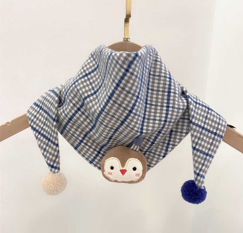 Korean Style Cotton Linen Kids Bandana Scarf 2021 Cartoon Dinosaur Blue - Image 4