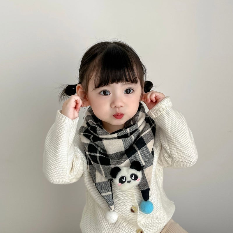 Korean Style Cotton Linen Kids Bandana Scarf 2021 Cartoon Dinosaur Blue - Image 5