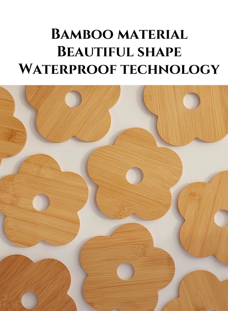 Wooden potholder set, heat-resistant wooden potholder, kitchen countertop potholder, creative potholder, tea mat, coaster (includes 6 bamboo potholders + towel) - Image 5