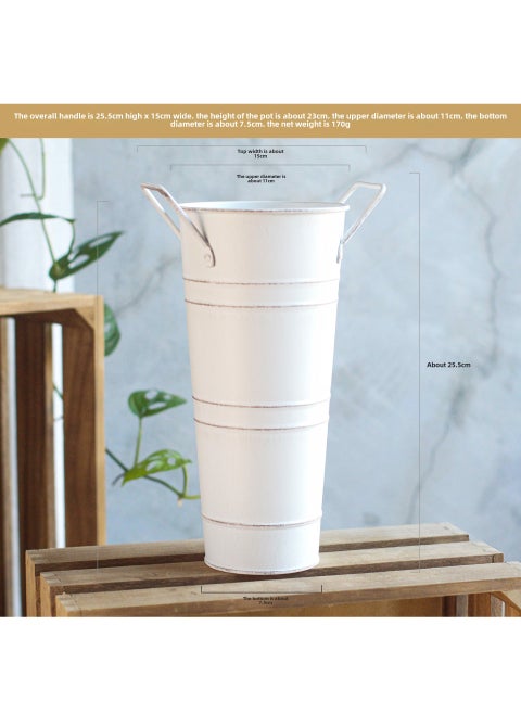 Galvanized Sheet Iron Bucket Water Leakage-proof Vase Retro Antique Bucket Flower Ornaments Flower Shop Display Flower Bucket White rust