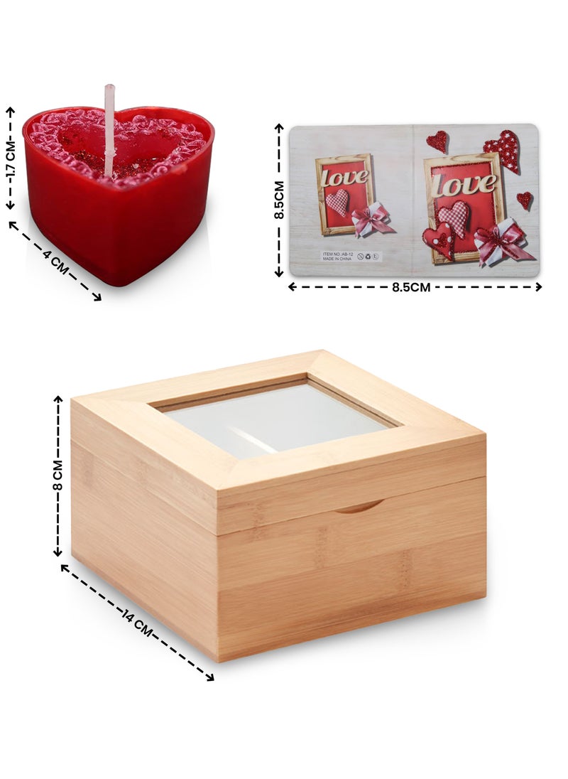 Jinou Mother's Day Gift – Heart Shape Candles Encased in Premium Quality Bamboo box – Gift For Mom, Wife, Husband, Boyfriend and Girlfriend  - Image 2