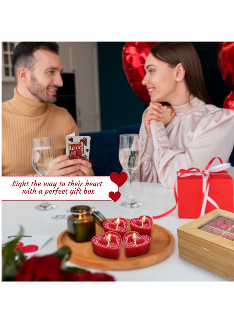 Jinou Mother's Day Gift – Heart Shape Candles Encased in Premium Quality Bamboo box – Gift For Mom, Wife, Husband, Boyfriend and Girlfriend  - Image 4