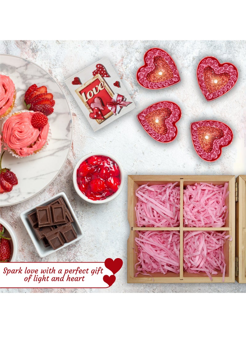 Jinou Mother's Day Gift – Heart Shape Candles Encased in Premium Quality Bamboo box – Gift For Mom, Wife, Husband, Boyfriend and Girlfriend  - Image 3