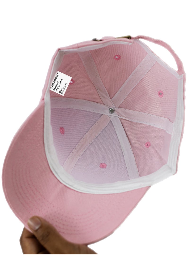 SARAOONT SA100% Cotton Pink Baseball Dad Cap - Adjustable Size Hat for Running, Workouts, and Outdoor Activities - Baseball Cap for Men and Women - Image 5