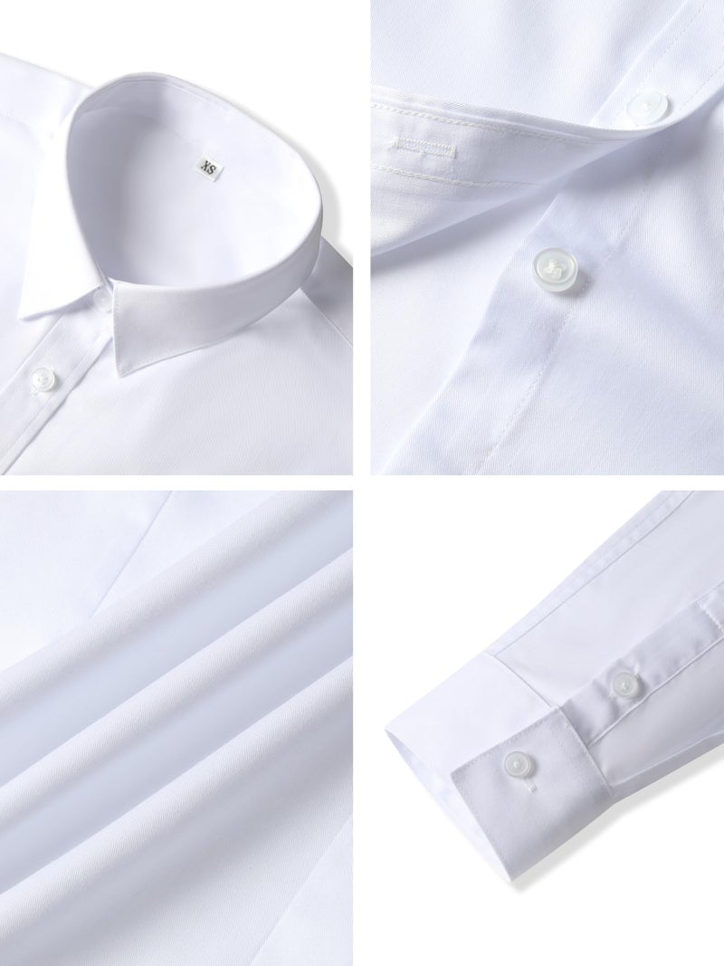 CUNLIN Dress Shirts for Women White Blouse Slim fit Button Down up Shirt Fitted Long Sleeve top Dressy Business Professional Casual Elegant Cotton v Neck Womens Blouses Work Tunic Tops White Size XS - Image 4