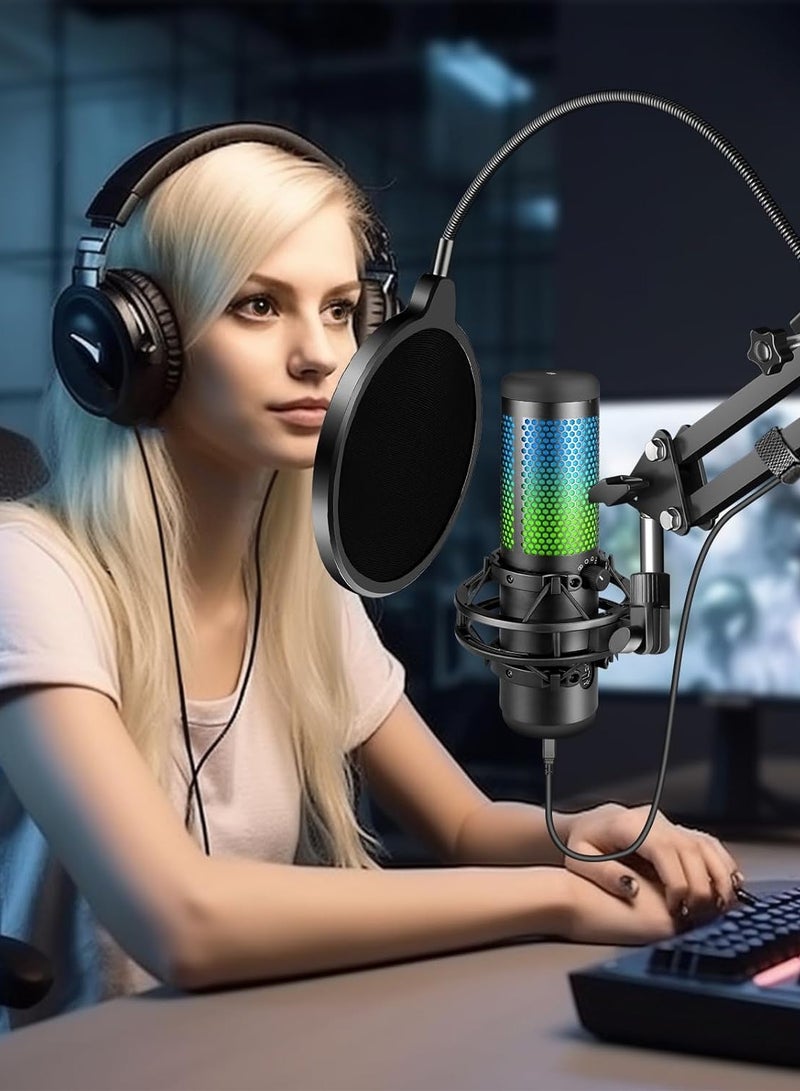 Professional Microphone Pop Filter Mask Shield, Mic Dual Layered Wind Pop Screen With A Flexible 360° Gooseneck Clip Stabilizing Arm  - Image 2