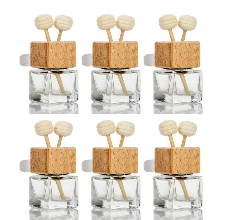 USRommaner 6 Pack8ml Car Outlet Essential Oil DiffuserEmpty Clear Glass Car Air Freshener Vent Decoration Bottle Perfume Diffuser Vials For Aromatherapy Fragrance Ornament1 FunnelDropper - Image 3