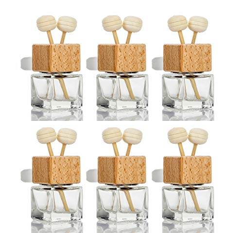 USRommaner 6 Pack8ml Car Outlet Essential Oil DiffuserEmpty Clear Glass Car Air Freshener Vent Decoration Bottle Perfume Diffuser Vials For Aromatherapy Fragrance Ornament1 FunnelDropper - Image 1