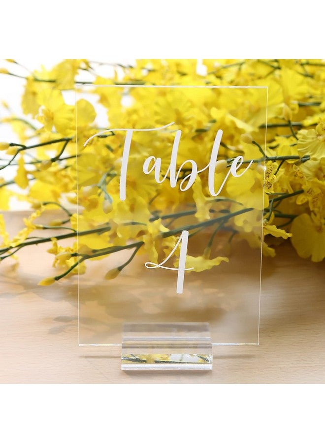 UNIQOOO Acrylic Wedding Table Numbers 1-15 with Stands | 4x6 inch Printed Calligraphy, Clear Table Number Signs and Holders | Perfect for Wedding Reception, Centerpiece Decoration, Event, Party