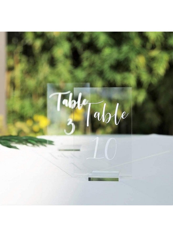 UNIQOOO Acrylic Wedding Table Numbers 1-15 with Stands | 4x6 inch Printed Calligraphy, Clear Table Number Signs and Holders | Perfect for Wedding Reception, Centerpiece Decoration, Event, Party