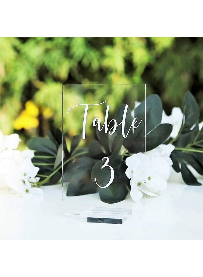 UNIQOOO Acrylic Wedding Table Numbers 1-15 with Stands | 4x6 inch Printed Calligraphy, Clear Table Number Signs and Holders | Perfect for Wedding Reception, Centerpiece Decoration, Event, Party