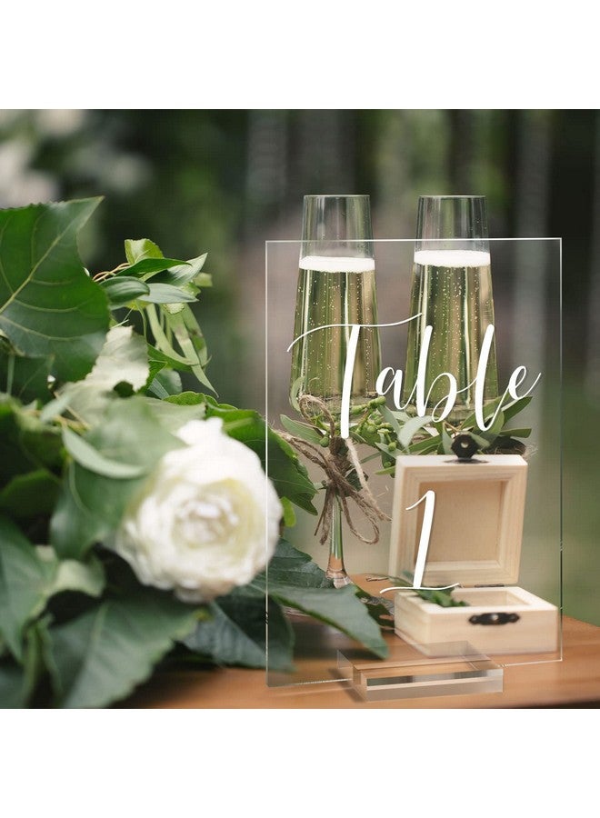 UNIQOOO Acrylic Wedding Table Numbers 1-15 with Stands | 4x6 inch Printed Calligraphy, Clear Table Number Signs and Holders | Perfect for Wedding Reception, Centerpiece Decoration, Event, Party