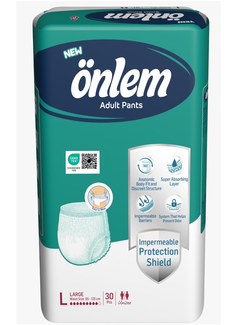Önlem Adult Diaper Pants, Size Large, 30 Diapers Pull-up Pants with Wetness Indicator.  - Image 1
