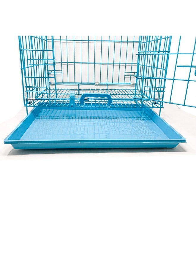 Cage House For New Born Puppies, Small Cats Kittens, Hamsters, Rabbits, Guinea Pigs Kennel & Travel Carrier Double Door Heavy Duty Folding Metal Cage 18 Inch (Blue) - Image 4