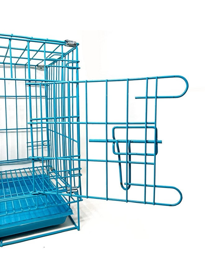 Cage House For New Born Puppies, Small Cats Kittens, Hamsters, Rabbits, Guinea Pigs Kennel & Travel Carrier Double Door Heavy Duty Folding Metal Cage 18 Inch (Blue) - Image 5