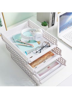 Generic Wardrobe Storage Basket 5pcs Plastic Wardrobe Organizer Stackable Organizer Shelf  Baskets Closet Containers Cubes Organiser, Bedroom Laundry Fold Pull Out Drawer Dividers for Clothes (Large, White)  - Image 5