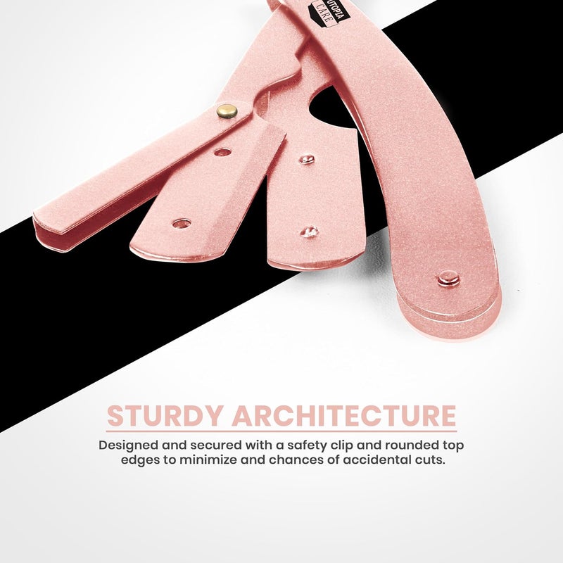 Utopia Care Professional Straight Razor for Men, Barber Straight Edge Razor Safety with 100 Pack Blades, Rose Gold - Image 4