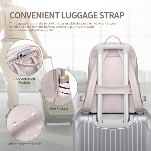 GOLF SUPAGS Laptop Backpack for Women Slim Computer Bag Work Travel College Backpack Purse Fits 14 Inch Notebook (Pinkish Gray) - Image 4