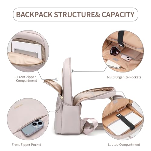 GOLF SUPAGS Laptop Backpack for Women Slim Computer Bag Work Travel College Backpack Purse Fits 14 Inch Notebook (Pinkish Gray) - Image 3