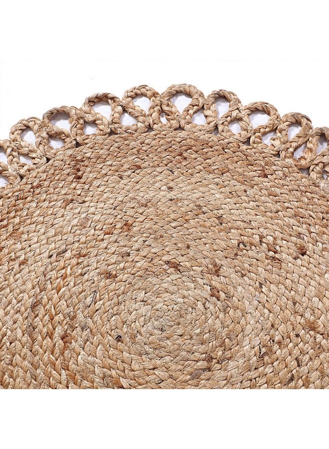 Kuber Industries Hand Woven Carpet Rugs|Natural Stitch Braided Jute Door mat|Round Shape Mat for Bedroom,Living Room,Dining Room,Yoga,72x72 cm,(Brown) - Image 2
