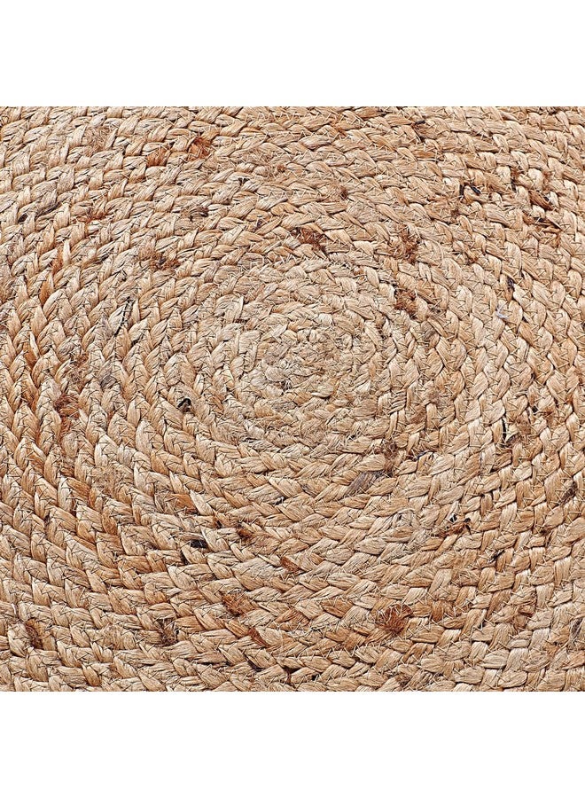 Kuber Industries Hand Woven Carpet Rugs|Natural Stitch Braided Jute Door mat|Round Shape Mat for Bedroom,Living Room,Dining Room,Yoga,72x72 cm,(Brown) - Image 5