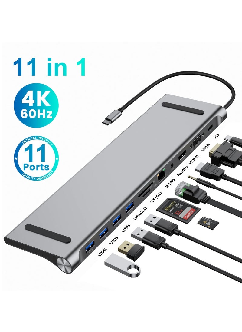 Generic Advanced 8-in-1 USB-C Docking Station with 87W Power Delivery, 4K HDMI, VGA 1080p, Gigabit Ethernet, USB 3.0, Audio Jack, SD/TF Card Slots – Universal Type-C Hub for MacBook, Windows Laptops & More  - Image 1