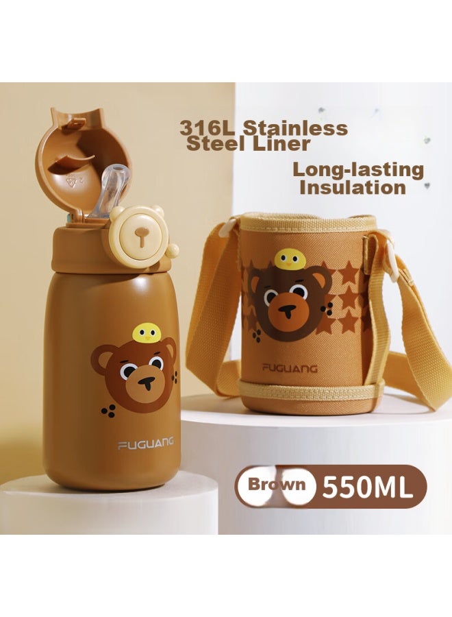 Fga Fuguang Children's Insulated Cup, 316l Stainless Steel Water Bottle, For Boys And Girls, Elementary School Students, Toddlers, Large Capacity, Spring Lid Cup - Image 1