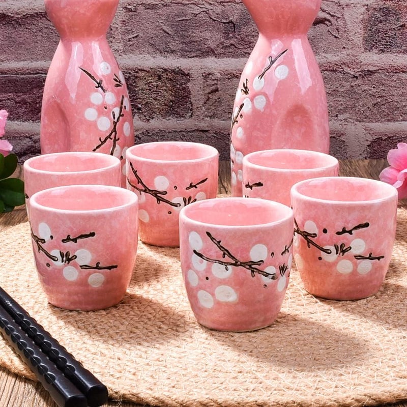Whitenesser Japanese Sake Cups Set of 6, Pink Saki Cups - Image 5