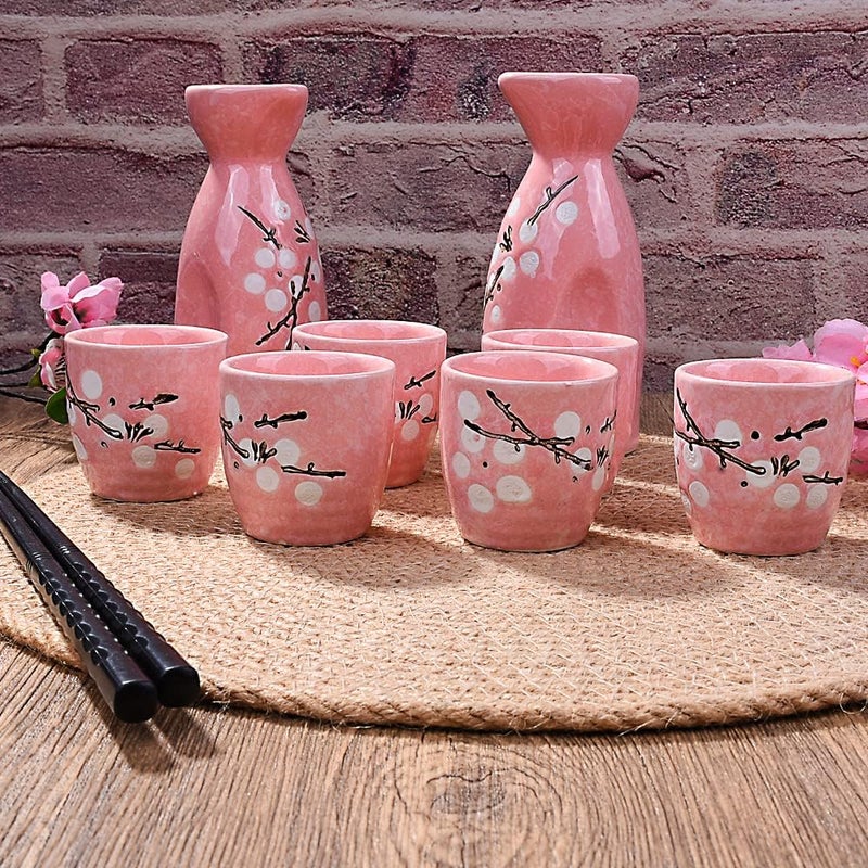 Whitenesser Japanese Sake Cups Set of 6, Pink Saki Cups - Image 2