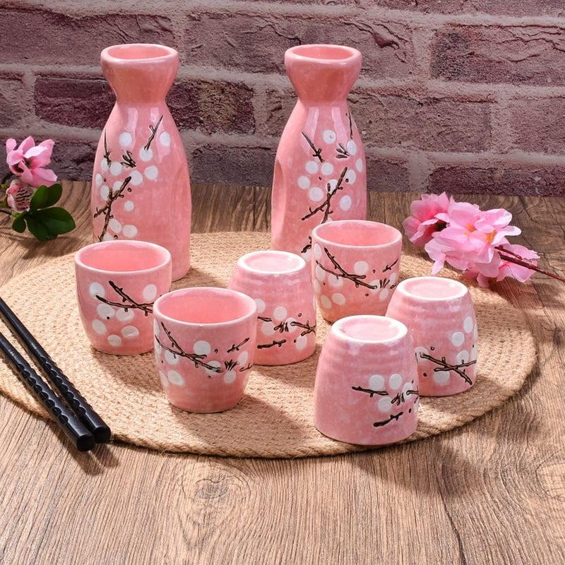 Whitenesser Japanese Sake Cups Set of 6, Pink Saki Cups - Image 4