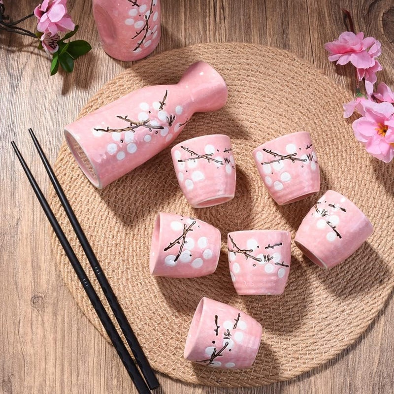 Whitenesser Japanese Sake Cups Set of 6, Pink Saki Cups - Image 3