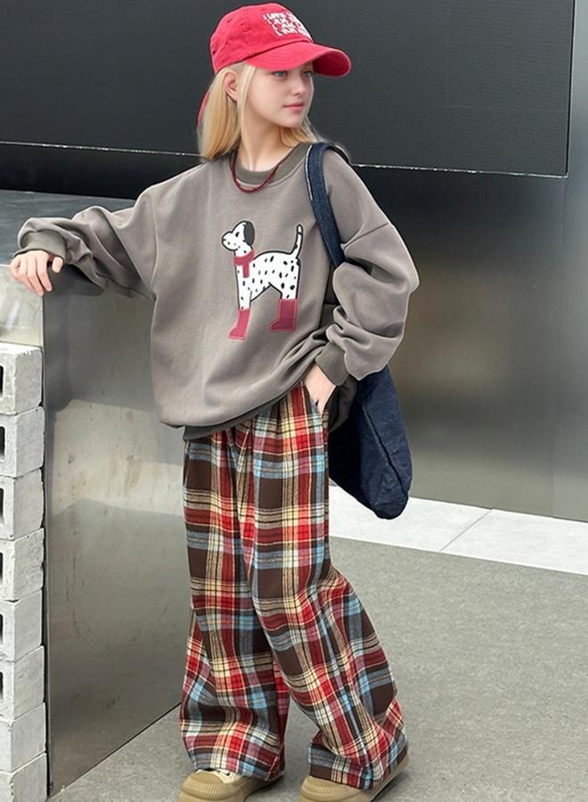 Take Two Graphic Print Sweatshirt and Plaid Pants Set - Image 4