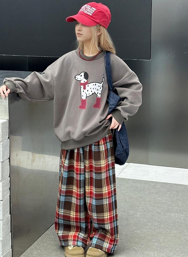 Take Two Graphic Print Sweatshirt and Plaid Pants Set - Image 3