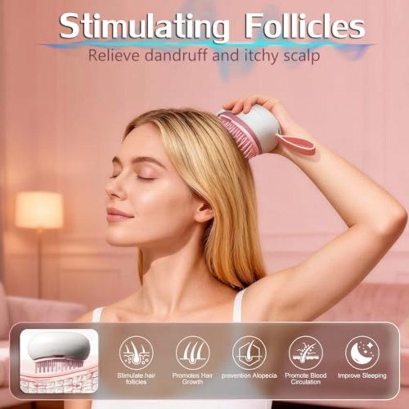 Scalp Massager Hair Growth - Electric Head Massager Brush - Unique Birthday Gifts for Women - Sonic Vibration Comb for Stimulating Follicles - Relax Scalp Stress for Mom - Pink - Image 4