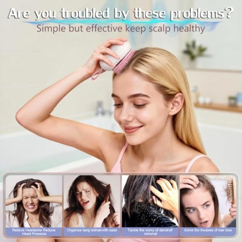 Scalp Massager Hair Growth - Electric Head Massager Brush - Unique Birthday Gifts for Women - Sonic Vibration Comb for Stimulating Follicles - Relax Scalp Stress for Mom - Pink - Image 5