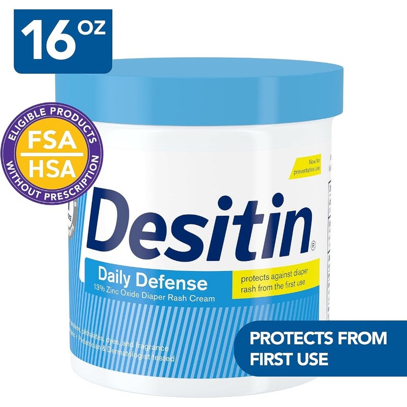 Daily Defense Baby Diaper Rash Cream With 13% Zinc Oxide, Barrier Cream To Treat, Relieve and Prevent Diaper Rash, Hypoallergenic, Dye-, Phthalate- and Paraben-Free, 16 Oz - Image 2