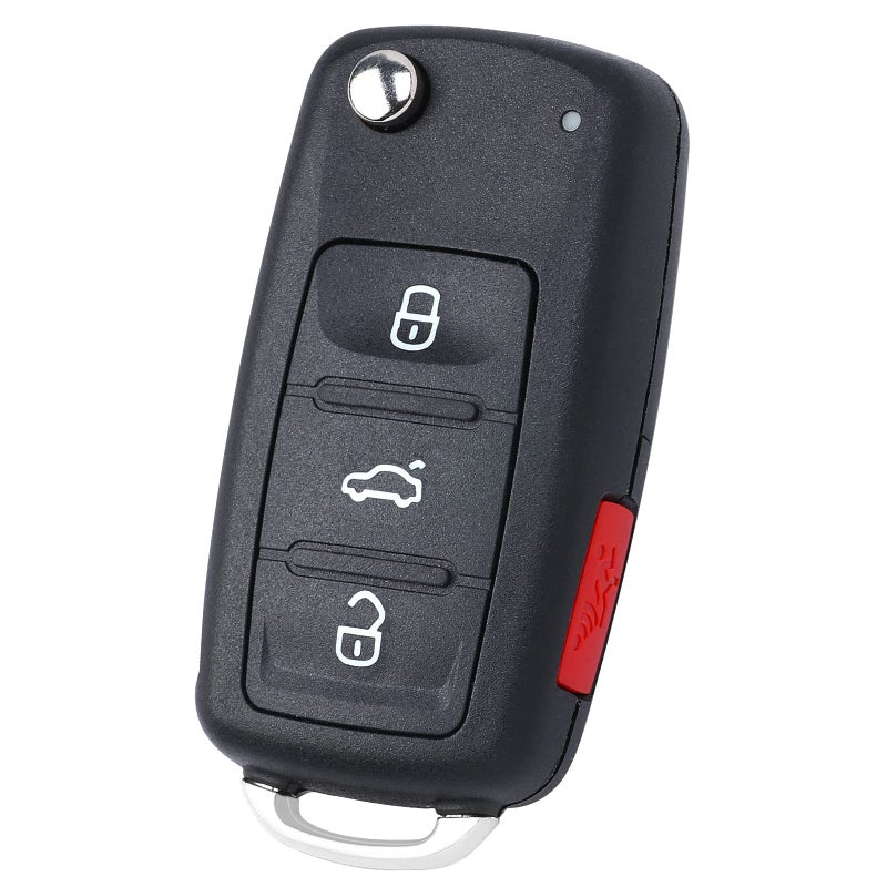 Keymall Flip Key Fob Keyless Entry Remote Control Replacement for Volkswagen Eos Golf GTI Jetta Tiguan Touareg Passat Beetle CC 2011-2016 FCC ID:NBG010180T P/N:5K0 837 202 AE ID48 Chip 3+1 Buttons - Image 1