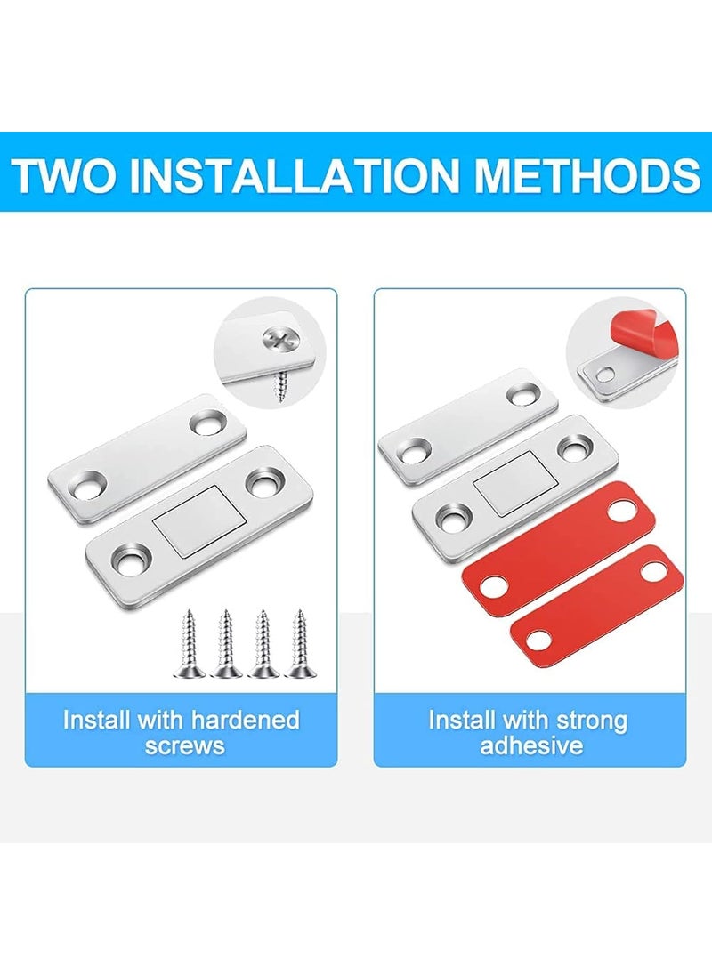 YDL YDL Magnetic Door Catch 2 Pack Ultra Thin Cabinet Magnetic Catch with Strong Adhesive Sticker Screws Slim Drawer Magnets Locks Furniture Safety Latches for Kitchen Cupboard  - Image 2