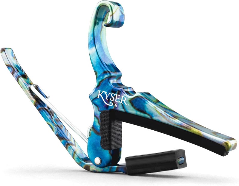 Kyser Musical Products Quick-Change Guitar Capo, KG6ABA, Abalone - For 6-String Acoustic Guitars, Made in USA, Quality, Strong, Lightweight, Quick & Easy Key Changes, Innovative, Perfect Fit - Image 1