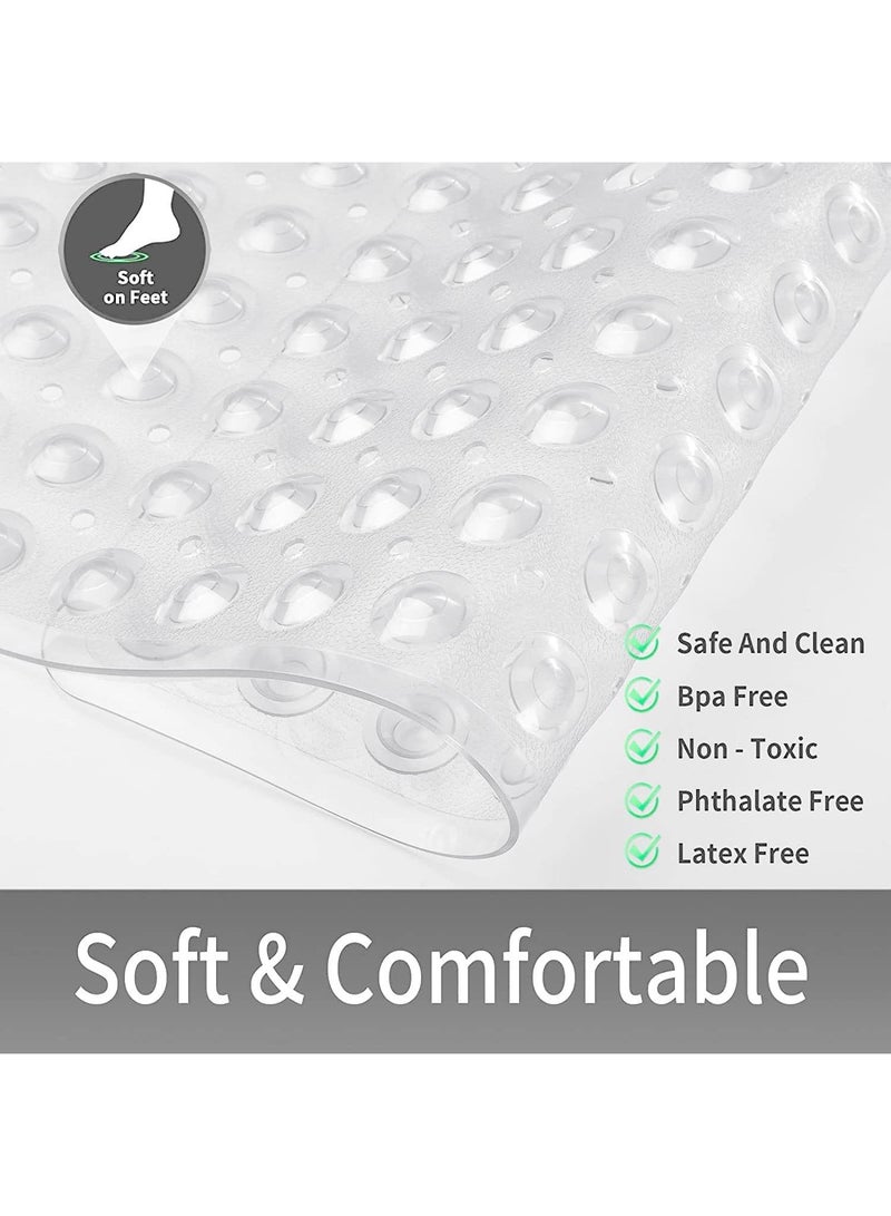 Sweet seven حصيرة دش مربعة بيضاء شفافة - 53x53 سم غير قابلة للانزلاق مضادة للعفن، حصيرة مطاطية مضادة للبكتيريا مع أكواب شفط وفتحات تصريف، قابلة للغسل في الغسالة - Image 3