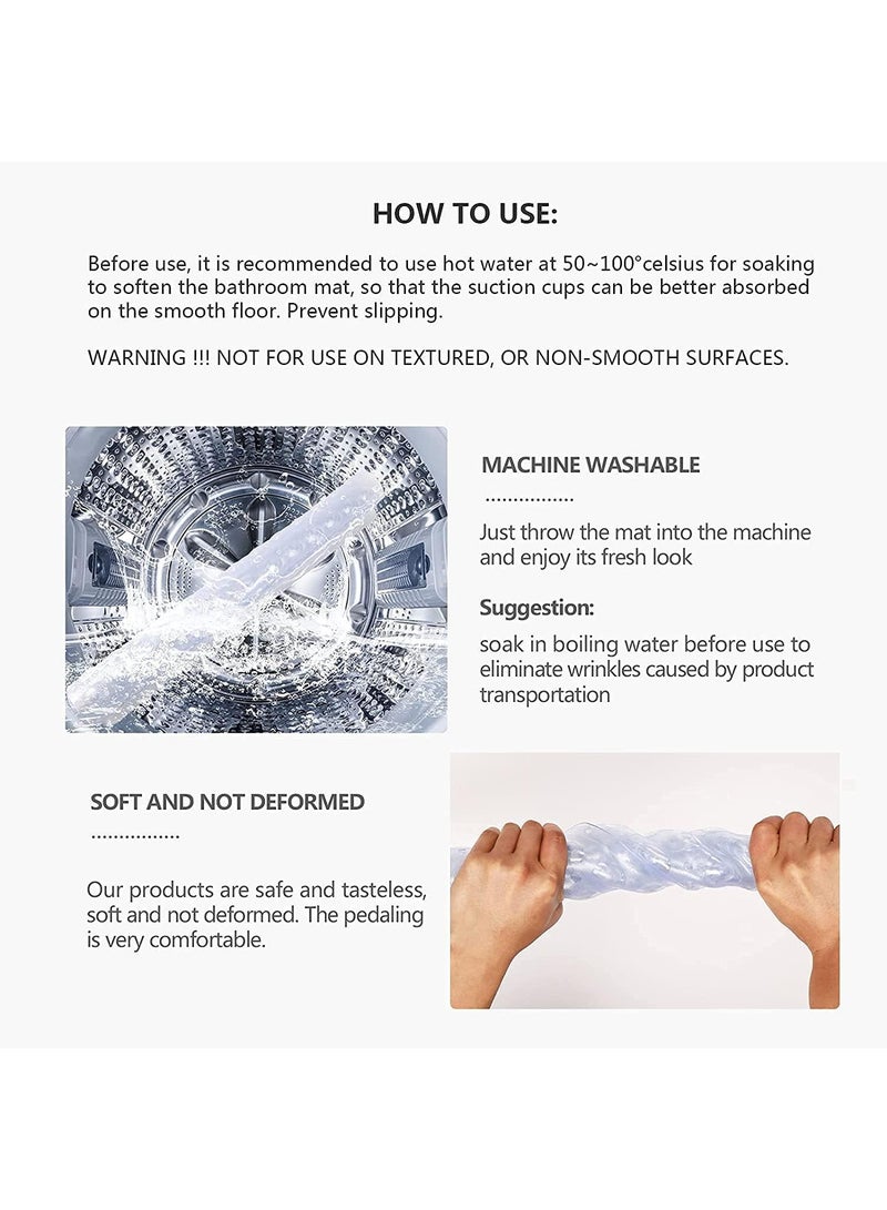 Sweet seven حصيرة دش مربعة بيضاء شفافة - 53x53 سم غير قابلة للانزلاق مضادة للعفن، حصيرة مطاطية مضادة للبكتيريا مع أكواب شفط وفتحات تصريف، قابلة للغسل في الغسالة - Image 5