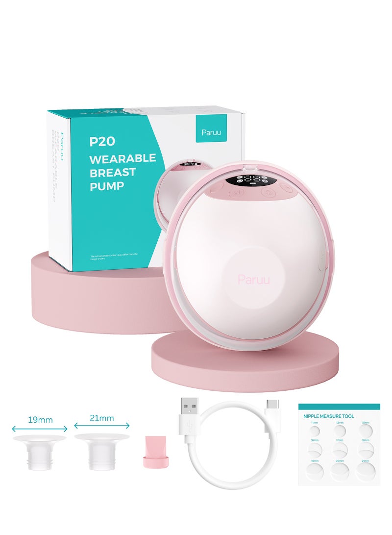 Paruu مضخة ثدي كهربائية قابلة للارتداء P20 بدون استخدام اليدين مع شفط قوي، ضوضاء منخفضة، 4 أوضاع و 12 مستوى - Image 1