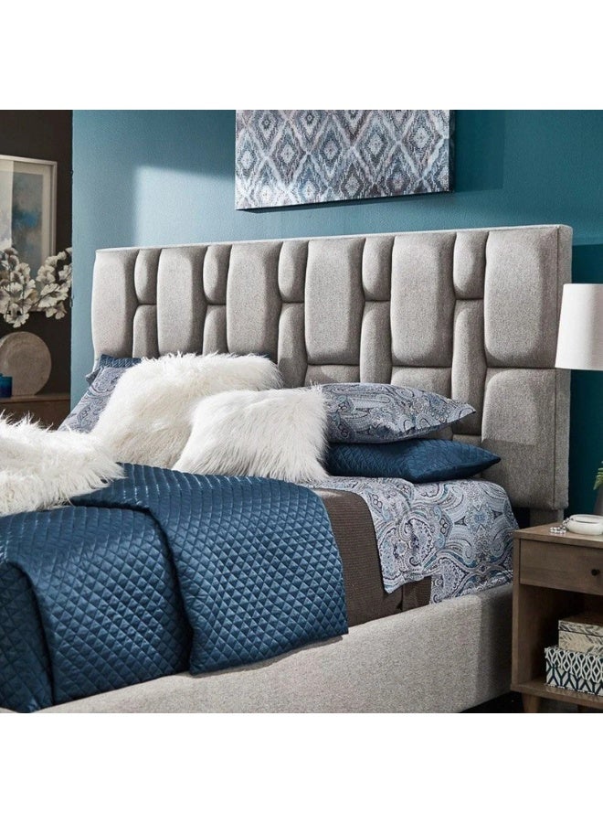 KUSTOMDECO Restful Rhythm Pattern Tufted Bed in Gray - Customizable Design for UAE Bedrooms - Image 1