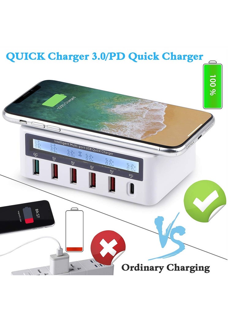 بيوينتي Multi,Device Charging Station 100W 6,Port USB C with QC3.0 PD20W and 15W Wireless Charging for Apple and Other Mobile Brands - Image 2