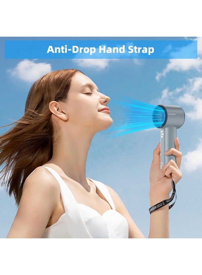 GOOJODOQ GFS001 High Speed Handheld Fan with LED Display, 100 Gear Strong Wind, Blue - Image 4