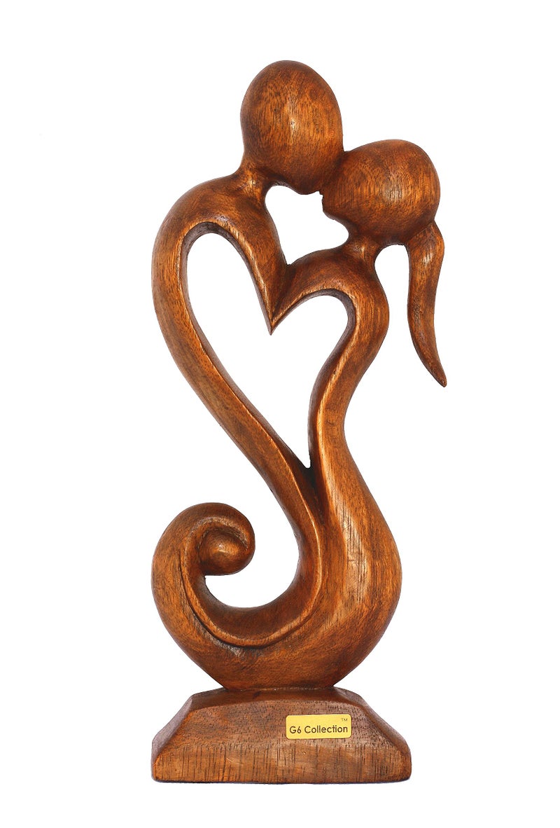 G6 COLLECTION 12" Wooden Handmade Abstract Sculpture Statue Handcrafted - Eternal Love - Gift Art Decorative Home Decor Figurine Accent Decoration Artwork Hand Carved - Image 5