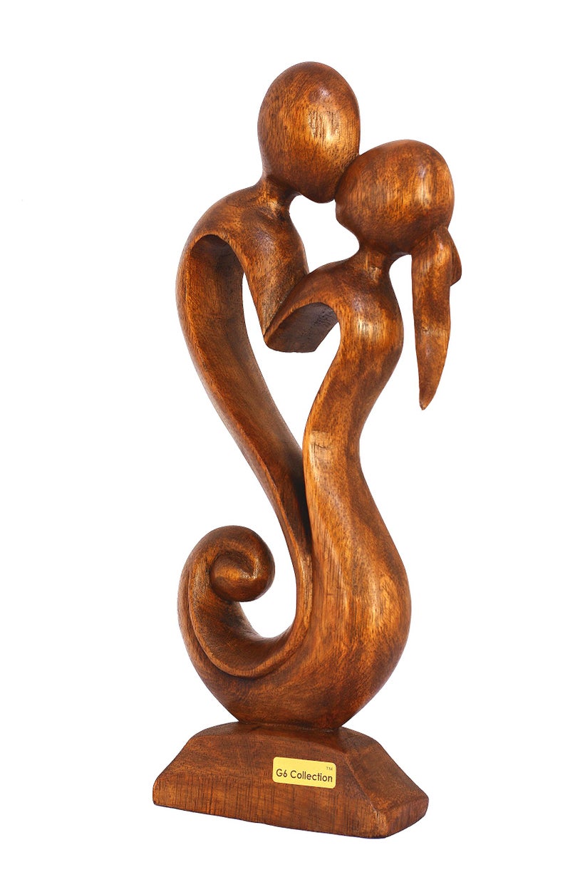 G6 COLLECTION 12" Wooden Handmade Abstract Sculpture Statue Handcrafted - Eternal Love - Gift Art Decorative Home Decor Figurine Accent Decoration Artwork Hand Carved - Image 3