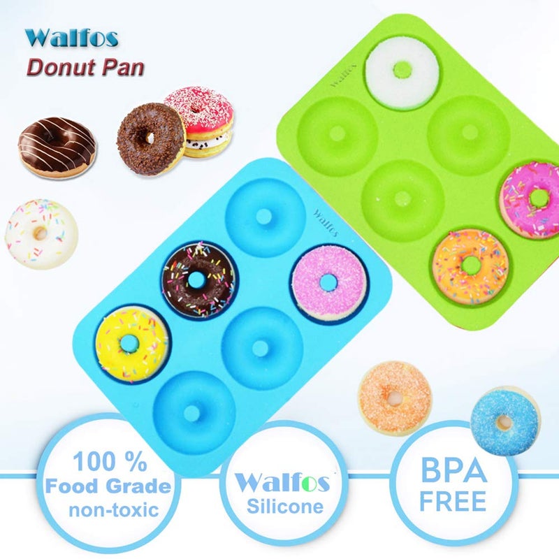 Walfos Silicone Donut Mold - Non-Stick Silicone Doughnut Pan Set, Just Pop Out! Heat Resistant, Make Perfect Donut Cake Biscuit Bagels, BPA FREE and Dishwasher Safe, Set of 3 - Image 4