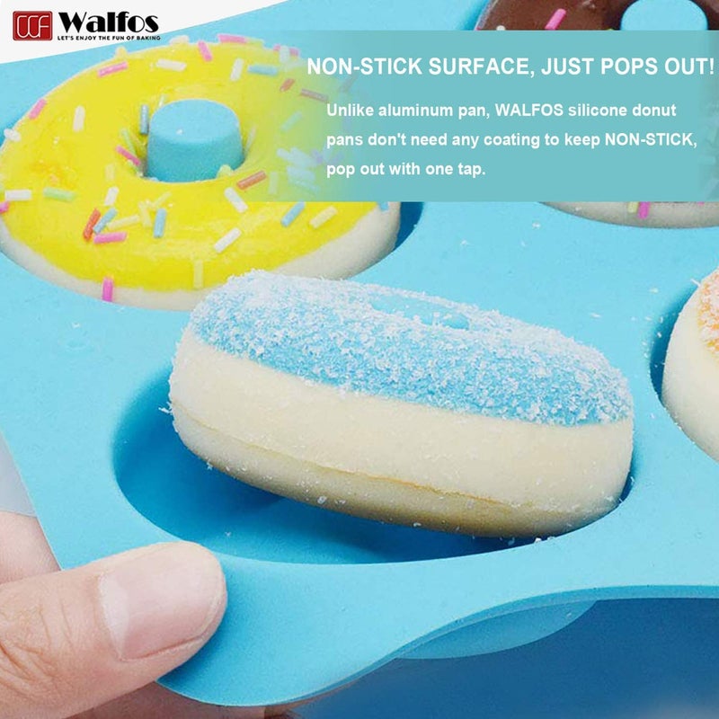 Walfos Silicone Donut Mold - Non-Stick Silicone Doughnut Pan Set, Just Pop Out! Heat Resistant, Make Perfect Donut Cake Biscuit Bagels, BPA FREE and Dishwasher Safe, Set of 3 - Image 3