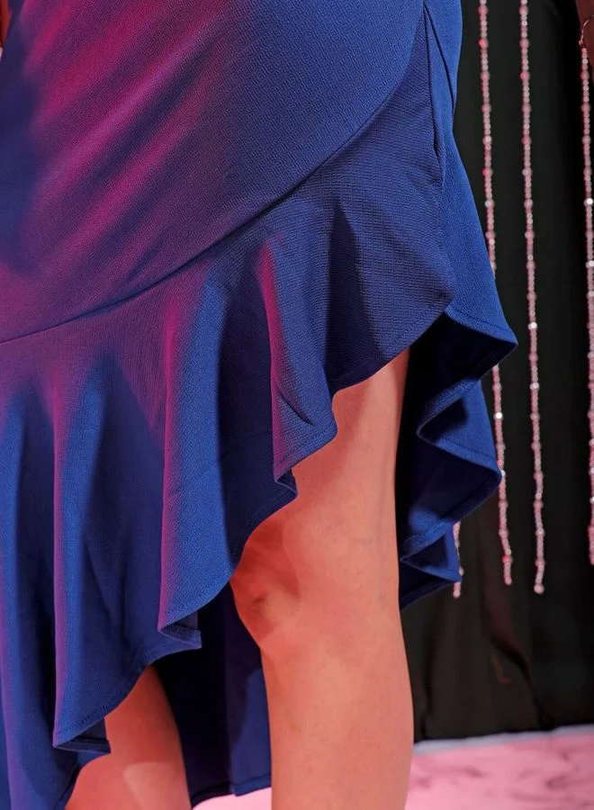 Freehand  Women Regular Fit Solid Scoop Neck Sleeveless Ruffle Dress for Women | Best Price UAE